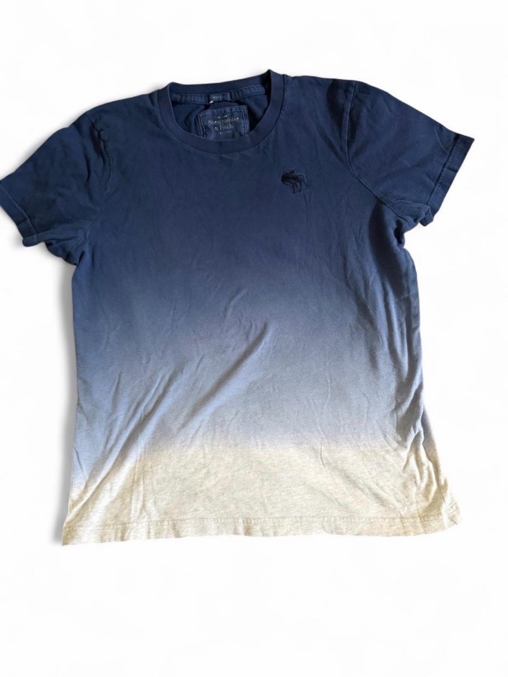 Y2K Abercrombie & Fitch Navy to Cream Ombre Crewneck Tee